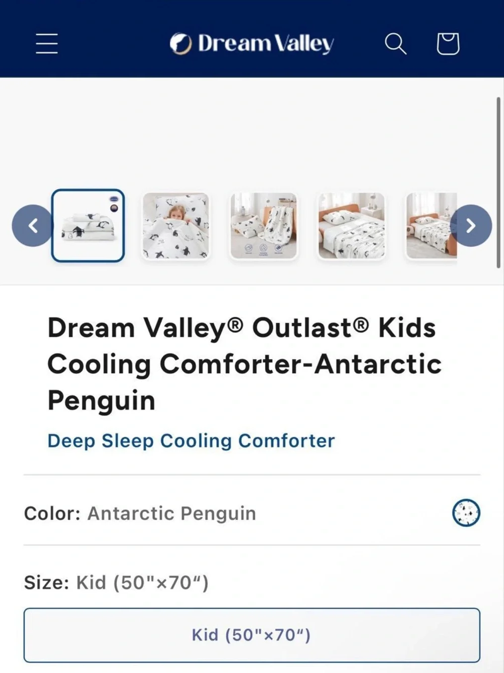 Dream Valley x Outlast Kids Cooling Comforter - Antarctic Penguin - Sealed